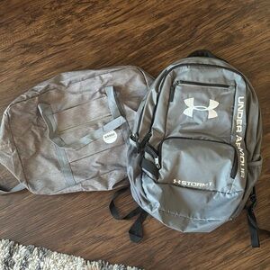 Under Armor backpack and a Wandf travel bag